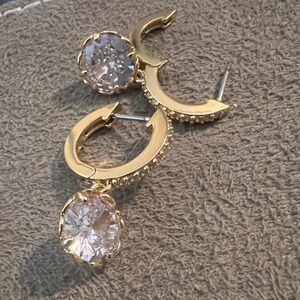 Kate Spade That Sparkle Pave Gold Huggie Hoop Earrings with Crystal Accents